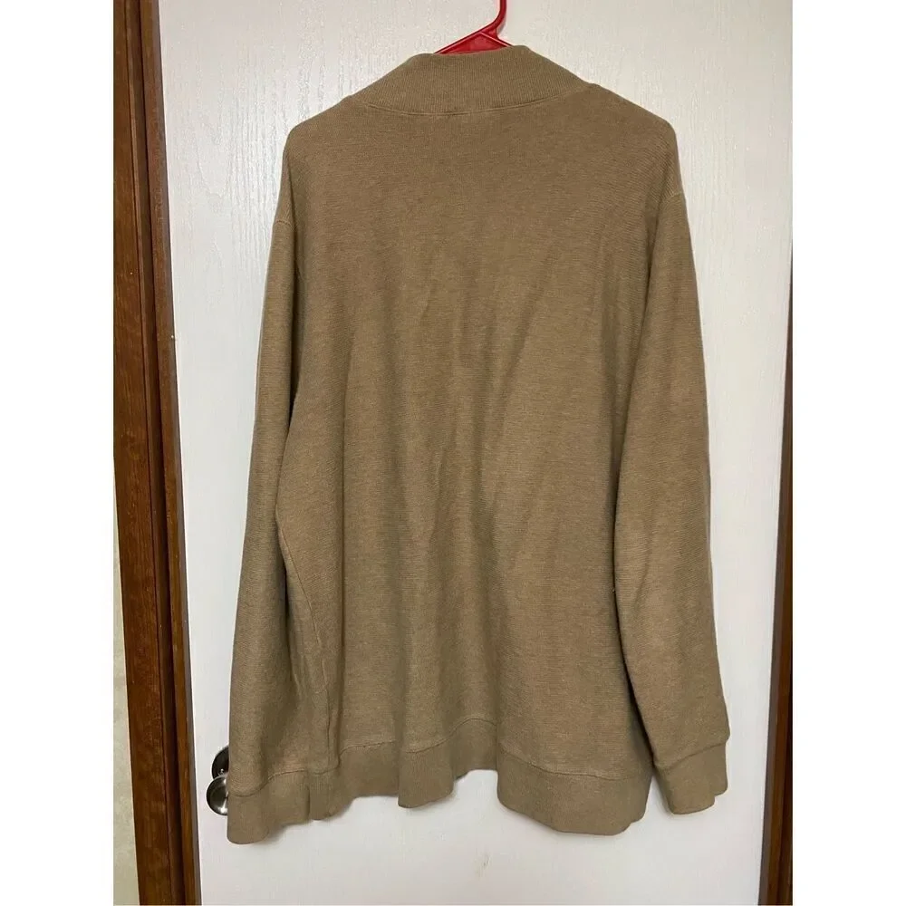 Liz Claiborne Light Brown Half Button Sweater Pullover Size XL